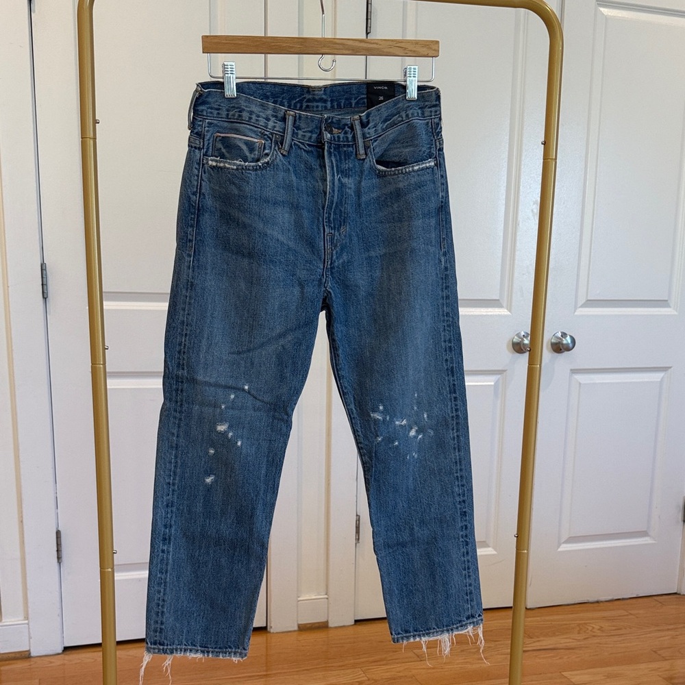 Vince Women's Blue Cropped Boyfriend Jeans